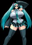 1girl aqua_eyes aqua_hair bad_anatomy breasts gigantic_breasts hatsune_miku hiiaru miku_hatsune vocaloid