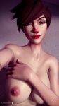1girl 1girls 3d big_breasts big_lips breasts freckles marangnsfw mole mole_under_eye naked_female nipples nude plawyer solo_female tits_out tracer_(overwatch)