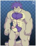 erection furry goatee male pubic_hair purple_hair solo