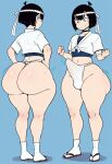 1boy 1femboy ai_generated ass big_ass erection erection_under_clothes femboy fundoshi fundoshilover101 hachimaki huge_ass original original_character tabi_socks