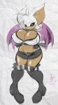 anthro bat big_breasts breasts cleavage dullvivid female huge_breasts looking_at_viewer navel rouge_the_bat sega sonic_(series) wings