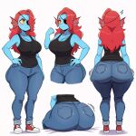 1girl ai_generated ass big_ass big_breasts breasts fundoshilover101 huge_ass jeans undertale undyne