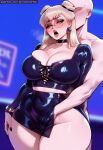  1boy1girl 1girl ai_generated blonde_hair curvy curvy_female curvy_figure dress evelynn fingering k/da_evelynn league_of_legends long_hair sex sunglasses 