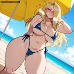 1girl ai_generated beach bikini blonde_hair curvy curvy_female curvy_figure fullmetal_alchemist long_hair olivier_mira_armstrong swimsuit
