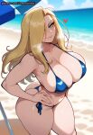 1girl ai_generated beach bikini blonde_hair curvy curvy_female curvy_figure fullmetal_alchemist long_hair olivier_mira_armstrong swimsuit