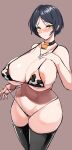 1girl 1girl 9is black_hair breasts cow_bikini cow_print hayami_kanade hips huge_breasts idolmaster idolmaster light-skinned_female light_skin micro_bikini short_hair thick_thighs thighs very_short_hair wide_hips wip work_in_progress