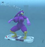 1girl air_bubbles anthro aquaphilia avian breasts drowning female huge_breasts nude puffy_cheeks sega solo sonic_(series) sonic_riders sonic_the_hedgehog_(series) tailscookie underwater wave_the_swallow zantzusui