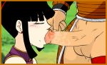 1girl animated animated_gif black_hair blush chichi closed_eyes dragon_ball dragon_ball_z dulce_isis earrings fellatio gif hair jewelry milf oral penis raditz saiyan saliva short_hair standing testicles uncensored