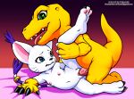 1boy 1girl agumon bandai_namco bbmbbf digihentai digimon dinosaur feline female gatomon male nude palcomix sex straight