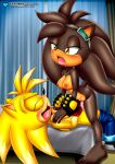 1boy 1girl absurd_res anthro bbmbbf blushing breasts brown_fur clothed_male_nude_female clothing eulipotyphlan fan_character fingerless_gloves gloves goggles hands_on_arms hedgehog high_res long_hair male/female male_penetrating_female mobius_unleashed nipples nude nude_female open_mouth original_character palcomix pants_down penis penis_in_pussy saliva sega sex sonic_oc sonic_the_hedgehog_(series) tail vaginal vaginal_penetration yellow_eyes yellow_fur