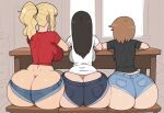 3_girls ai_generated ass big_ass big_breasts booty_shorts breasts dondorodan729 fundoshilover101 gigantic_ass huge_ass jean_shorts jeans original original_character