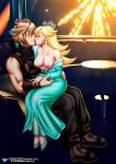 1boy 1girl areola bbmbbf breasts cloud_strife couple crossover final_fantasy final_fantasy_vii final_fantasy_vii_remake kissing nipples palcomix princess_rosalina sitting skywheel super_mario_bros. super_smash_bros. tiara