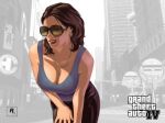 1girl alluring areola bent_forward big_breasts breasts brown_hair caucasian cleavage clothed curvy earrings eva_notty fanart grand_theft_auto grand_theft_auto_iv lipstick long_hair looking_at_viewer milf necklace non-nude outside parody porn_star pornstar posing real_person sexy sleeveless slut standing street sunglasses talha122 thick_thighs toned wide_hips