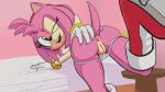  16:9 1girl 1girl amy_rose anthro anus ass clothed clothing eulipotyphlan genitals green_eyes hedgehog hedgehog_girl high_res looking_at_viewer looking_back mammal one_eye_closed open_mouth panties panties_down partially_clothed pink_body pussy sega sega sonic_the_hedgehog_(series) spikeybluething underwear underwear_down widescreen 