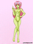 1girl 1girl 1girl 2015 adult_swim alluring ann_(sailor_moon) big_breasts bishoujo_senshi_sailor_moon bishoujo_senshi_sailor_moon_r blue_hair breasts cowboy_shot grandchaossr green_skin humanoid index_finger_raised long_hair looking_at_viewer navel nipples nude pink_and_blue_hair pink_hair pointy_ears polka_dot polka_dot_background pubic_hair pussy red_eyes silf small_breasts smile toei_animation toonami two_tone_hair villainess wide_hips