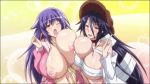  2girls animal_ears animated animated_gif asymmetrical_docking bandage black_hair blue_hair blush bondage breast_press breasts brown_eyes cleavage closed_eyes cry crying dog_ears erect_nipples gif gigantic_breasts hair hat headgear hizuki_ayana hizuki_touko hoods_entertainment huge_breasts jacket kagaku_na_yatsura kaneko_hiraku kirin999 labcoat long_hair multiple_girls nipples no_bra open_mouth purple_hair red_eyes siblings sisters very_long_hair yuri 