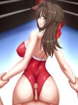 ass big_ass brown_hair buttjob highres hiro_(hankakudouga) huge_ass leotard looking_back penis rubbing wrestling wrestling_outfit wrestling_ring