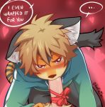 blonde_hair blush bow couple cum cute feline fellatio furry hair heart humanoid_penis male male_only oral oral_sex penis pov powfooo ribbons sex stripes tay tiger valentine's_day yaoi