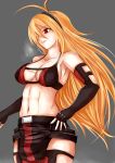 1girl absurd_res belly blonde_hair breasts hair highres long_hair midriff navel nonoririn original red_eyes