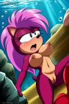  1girl ai_generated anthro big_breasts blush bouncing_breasts breasts dic_entertainment exostriker female furry hedgehog mobians.ai navel nipples nude ocean pussy sea sega skinny_dipping solo sonia_the_hedgehog sonic_(series) sonic_the_hedgehog_(series) sonic_underground underwater water 