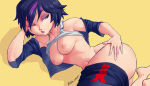  1girl ass big_hero_6 bra breasts clothing female_only gogo_tomago human inker_comics inkershike marvel marvel_comics medium_hair multicolored_hair nipples 