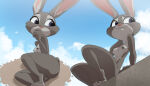 1girl absurd_res anthro areola breasts bunny_ears bunny_tail female_only furry grey_fur humanoid inkershike judy_hopps nipples nude small_breasts thick_thighs thighs two_tone_fur very_high_resolution zootopia