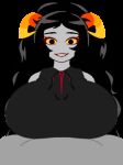  1boy 1girl 2d 2d_(artwork) 2d_artwork animated animated_gif aradia_megido balls beat_banger big_breasts big_penis clothed_female_nude_male female_focus gif gray-skinned_female gray_skin grey-skinned_male grey_skin homestuck huge_breasts huge_cock male_pov paizuri paizuri_under_clothes straight toriel_beat_banger 