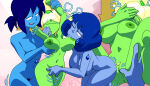 1girl 3_girls alien_girl barefoot big_breasts blonde_hair blue_body blue_eyes blue_hair blue_skin breast_sucking cute feet female_only fingering green_body green_skin happy_female horny_female inkershike lapis_lazuli_(gem) lapis_lazuli_(steven_universe) mean_lapis multiple_girls naked_female nice_lapis nipple_suck nipples nude nude nude_female peridot_(steven_universe) pubic_hair pussy sex smile smirking soles steven_universe sucking_nipples threesome toes visor yuri yuri yuri