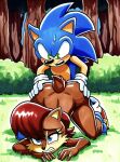 ai_generated archie_comics blue_fur bottomless_female breasts brown_body brown_fur chipmunk erinaceinae erinaceinae_humanoid fanart furry green_eyes ground_squirrel hedgehog mammal multicolored_fur navel outdoor_sex red_hair rodent sally_acorn sciurid sega sonic_the_hedgehog sonic_the_hedgehog_(archie) sonic_the_hedgehog_(comics) sonic_the_hedgehog_(series) tan_body tan_fur thick_thighs thigh_gap video_game_character video_game_franchise