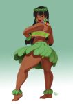  1girl 1girl 1girl 2024 black_hair brown_eyes chel dark-skinned_female dark_skin dreamworks earrings female_only grin high_res hula_dancer long_hair looking_at_viewer narrowed_eyes red_lipstick smiling_at_viewer the_road_to_el_dorado thick_thighs tovio_rogers 