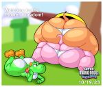  1girl 2_girls ass_cleavage ass_focus ass_window big_ass butt_crack clothed dumptruck_ass elephant_daisy elephant_peach faucyv huge_ass mario_(series) multiple_girls princess_daisy princess_peach sideass super_mario_bros._wonder volfenf yoshi 