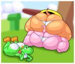  1girl 2_girls ass_cleavage ass_focus ass_window big_ass butt_crack clothed dumptruck_ass elephant_daisy elephant_peach faucyv huge_ass mario_(series) multiple_girls princess_daisy princess_peach sideass super_mario_bros._wonder volfenf yoshi 