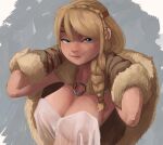  1girl absurd_res areola astrid_hofferson big_breasts blonde_female blonde_hair blue_eyes braid curvaceous curvy curvy_body curvy_female curvy_figure dreamworks female_focus female_only hourglass_figure how_to_train_your_dragon inker_comics inkershike light-skinned_female light_skin long_hair looking_at_viewer nipples nipples_visible_through_clothing see-through_clothing see-through_top viking voluptuous voluptuous_female young younger_female 