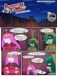  adventure_time aunt_maire comic coolerinker english_text finn_the_human green_hair huntress_wizard inker_comics inkershike page_1 page_number pink_hair princess_bubblegum threesome 