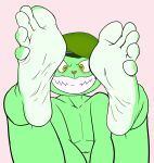  5_toes bear beret cyborg-steve edit fangs feet feet_up fliqpy fliqpy_(htf) foot_fetish foot_focus fuckboy furry green_fur grin happy happy_tree_friends hat humanoid_feet inviting legs_apart legs_held_open legs_spread legs_up mammal mondo_media presenting_feet soles teeth toes ursid 