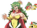 2021 big_breasts bowser cleavage cloak donkey_kong_(series) female_k_rool genderswap green_hair k_rool long_hair mario_(series) meme new_super_mario_bros._u_deluxe nintendo sharp_fingernails sharp_teeth super_crown super_mario_bros. super_smash_bros. tagme tinafate1