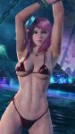 1girl alisa_bosconovitch alluring arms_up athletic_female bikini breasts descent_into_subconciousness_(stage) envy15re2lm female_abs female_only fit_female micro_bikini mod namco tekken tekken_8