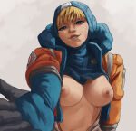  1girl apex_legends big_breasts blonde_hair blue_eyes breasts electronic_arts exposed_breasts female_only freckles inker_comics inkershike lichtenberg_figure light-skinned_female respawn_entertainment ro scar scars video_game video_game_character video_games wattson_(apex_legends) 