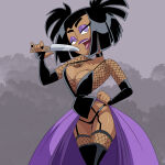 1girl big_breasts black_hair breasts cleavage clothing coolerinker danny_phantom eyeshadow female_only goth goth_girl high_resolution hips inker_comics inkershike legs lingerie lipstick nickelodeon panties purple_eyes purple_lipstick samantha_manson solo_female twin_tails