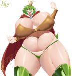  1girl alligator big_belly big_breasts big_woman breasts covered_nipples covering crocodile crocodilian donkey_kong_(series) female_k_rool female_only genderswap gold_(metal) gold_jewelry green_hair k_rool light-skinned_female light_skin mouth_open nintendo pussy red_eyes sharp_claws sharp_teeth simple_background smile snesti solo_female solo_focus stockings sweat tagme tail thick_thighs thighs thong white_background 