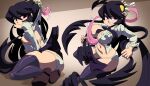 1girl ass big_ass big_breasts breasts clenched_teeth coolerinker filia_(skullgirls) inker_comics inkershike legwear long_tongue panties parasite red_eyes ripped_clothing saliva samson_(skullgirls) skullgirls stockings tentacle_hair thick_thighs thighs underwear very_long_tongue