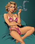  1futa abacusrepair blonde futanari lingerie retro smoking vintage 