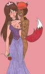 1girl animal_ears clothing dark-skinned_female dark_skin drawn_together dress female_only fox_ears fox_tail foxxy_love interracial princess_clara tagme tail yuri