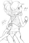  ass blush cap denim denim_shorts looking_back monochrome pixiv_manga_sample pokemon pokemon_(game) pokemon_bw shigeru shorts sweat touko_(pokemon) wedgie 