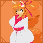 1:1 1girl 2024 animated* anthro asking_for_sex big_breasts breasts canine canis ceroba_ketsukane clothes_removed clothing_slip commoddity curvy dialogue english_text fox freckles gif hair_ribbon high_res kimono large_hair long_hair mammal milf navel nipples nude orange_hair orange_nipples pussy red_eyes tail talking_to_another text thick undertale_(series) undertale_yellow voluptuous wide_hips