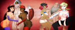  1girl animal_ears breasts crossover dark-skinned_female dark_skin drake_(pokemon) drawn_together earrings eastern_and_western_character elite_four fox_ears fox_tail foxxy_love glacia_(pokemon) handjob human human_only interracial nintendo npcxxx orgy phoebe_(pokemon) pokemon princess_clara sex tail the_king_(drawn_together) tiara 