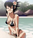  1girl beach black_swimsuit coolerinker female_only gorillaz hourglass_figure inker_comics inkershike japanese_girl lipstick noodle_(gorillaz) pool poolside small_breasts smug_face sun sunbathing sunlight tagme thin thin_female thin_waist wet wet_clothes wet_clothing wet_skin 