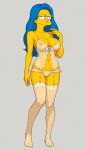 1girl alternate_hairstyle breasts female_only full_body lingerie marge_simpson negligee panties see-through standing stockings tall_image the_simpsons