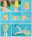 1girl 20th_century_fox ahe_gao american_dad big_pussy blonde_hair cameltoe drown drowning female francine_smith one-piece_swimsuit outdoor_pool pool sexfightfun solo swimsuit swimsuit_pull underwater water wedgie