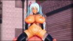 1boy 1girl 3d animated big_breasts bouncing_breasts breasts cowgirl_position dark-skinned_female dark_skin girl_on_top hetero huge_breasts long_hair loop male/female miku_hatsune sex sound straddling vaginal video vocaloid